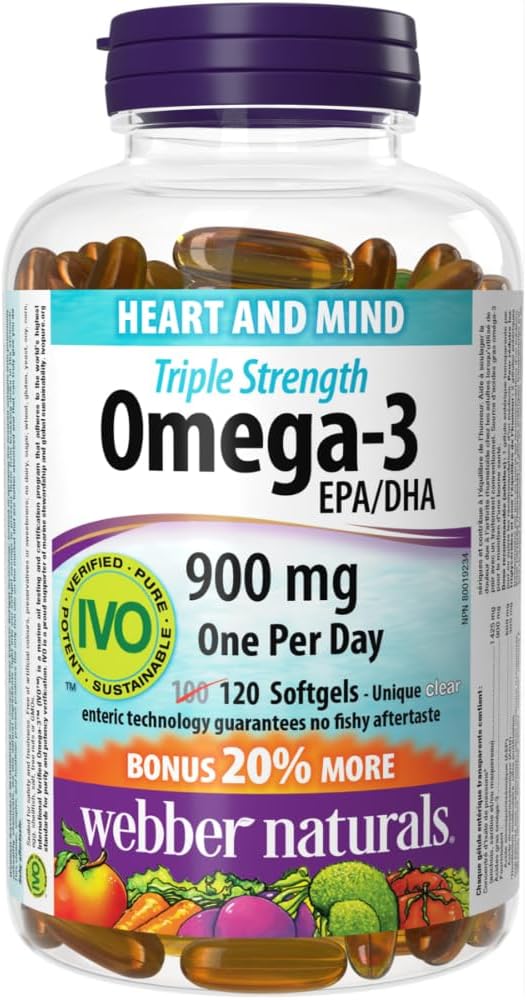 Webber Naturals Omega-3 Triple Strength 900 mg - 120 Enteric Softgels
