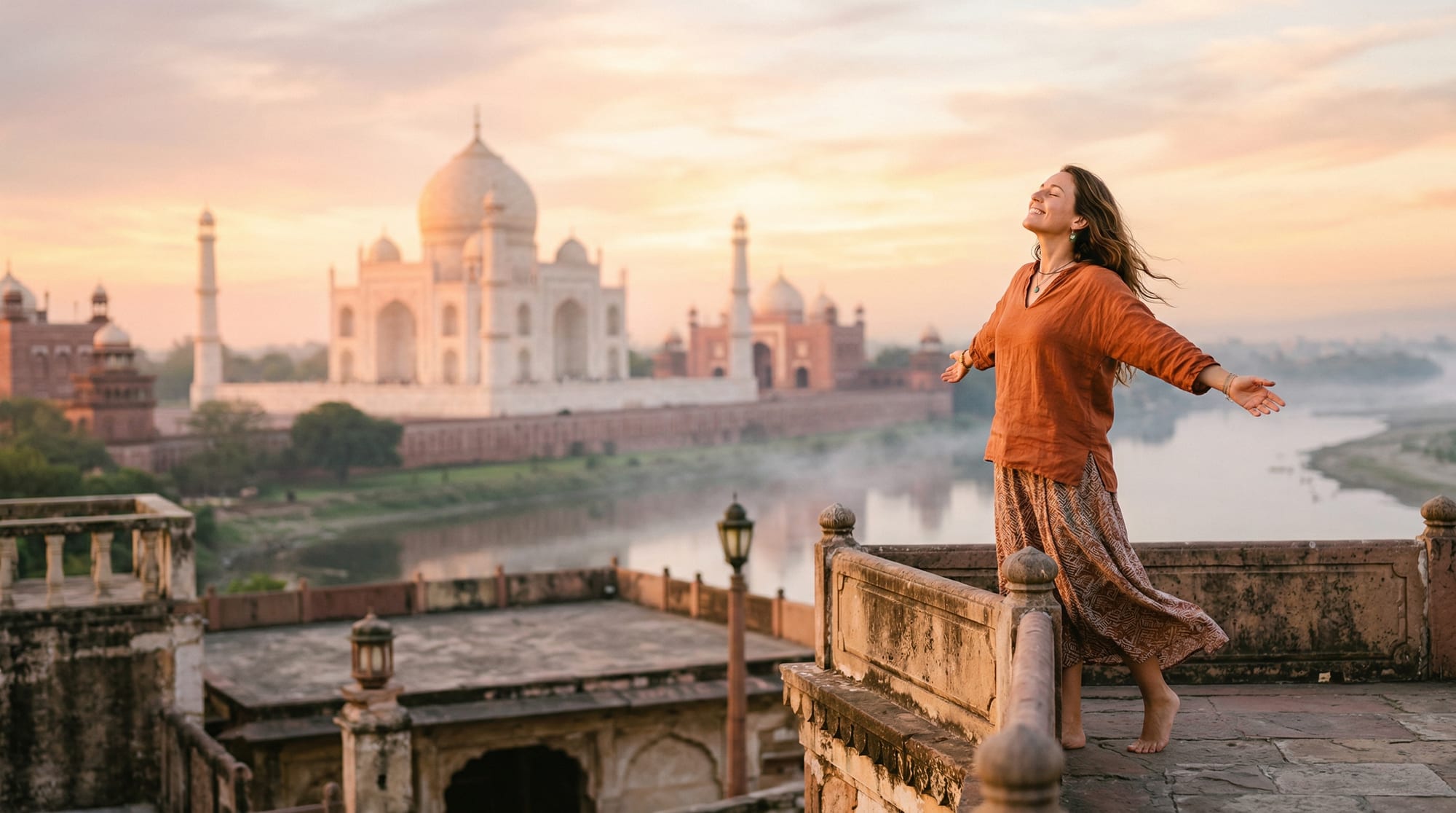 happy traveller experiencing India — travel vaccines for india guide